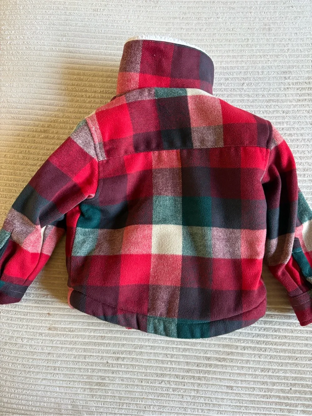 Old Navy Plaid Sherpa-Lined Jacket in Red, Green & Cream